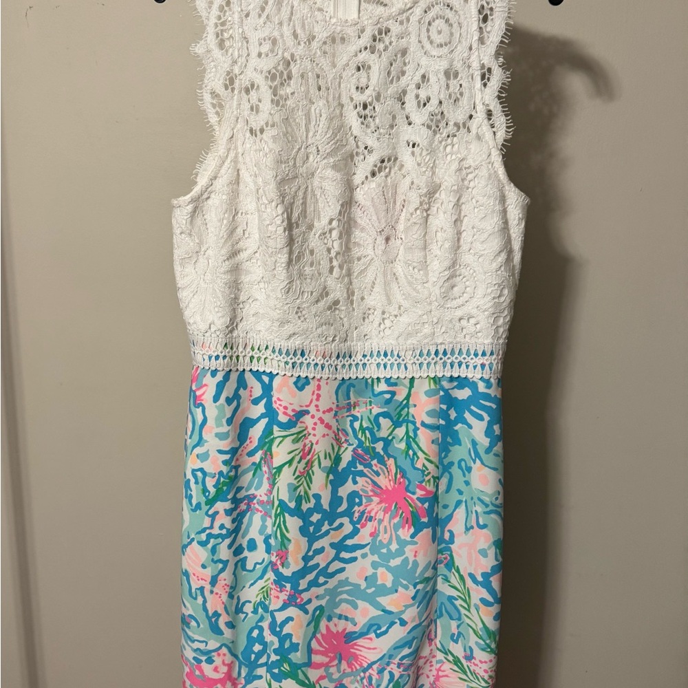 Lilly Pulitzer White Lace Dress with Pink Label